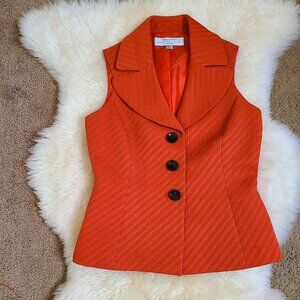 Tahari Arthur S Levine Vibrant Orange Lined Vest - 2P